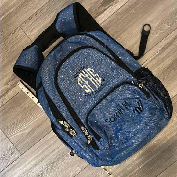 Varsity Cheerleading Sparkling Blue Backpack with Custom Embroidery - Picture 1 of 11